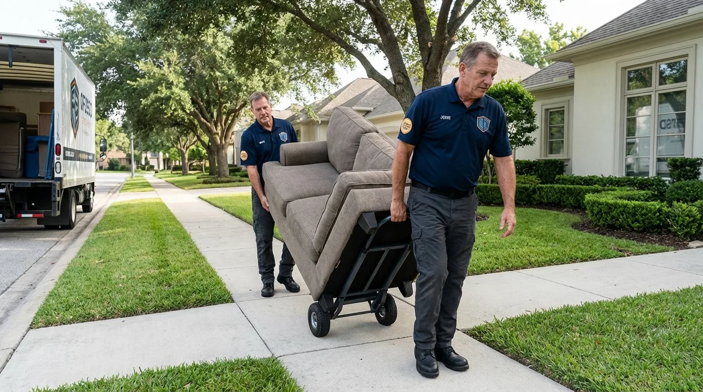 Local residential moving crew loading furniture in Plymouth, NH